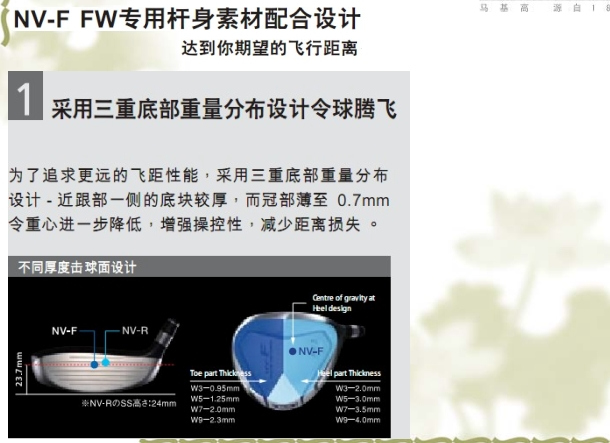 马基高2010年新品NV 球道木杆 采用专用的杆身